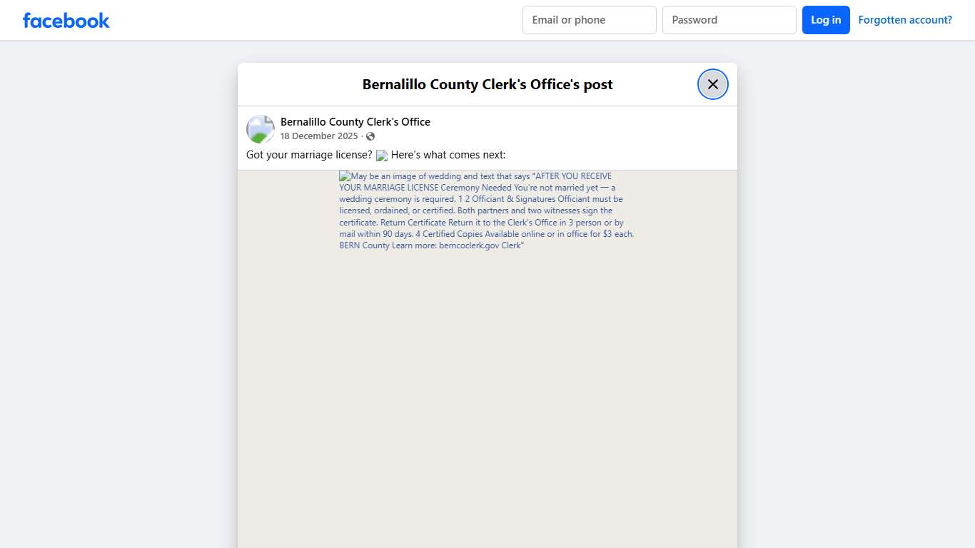 Got your marriage... - Bernalillo County Clerk's Office Facebook